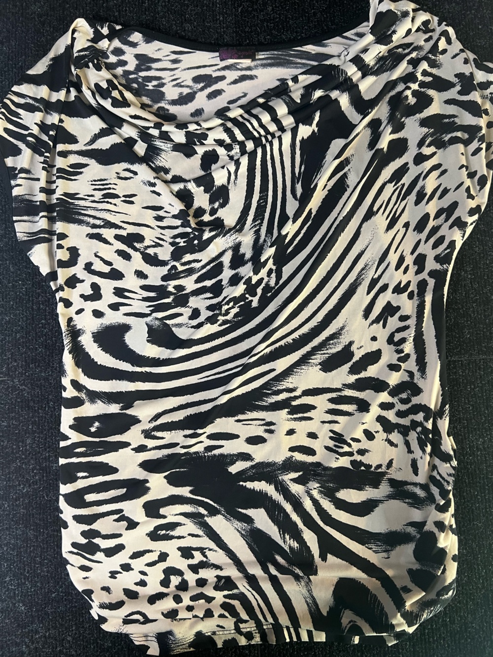 Black and Cream Animal Print Slip Dress